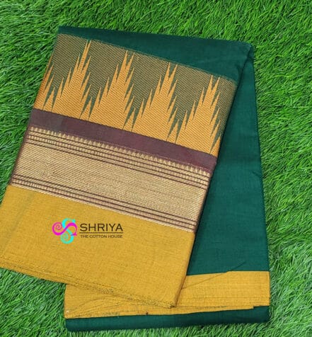 Pure Handloom Chettinad cotton Saree with traditionally weaved border and attached blouse