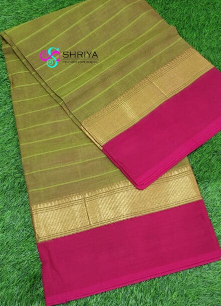 Pure Handloom Chettinad cotton Saree with traditionally weaved border and attached blouse