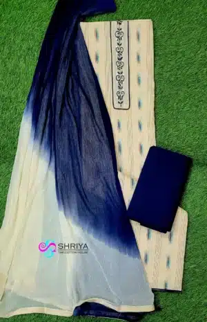 Pure cotton top paired with a chiffon dupatta and cotton bottom