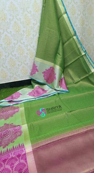 Very Rich and beautiful kora Benaras Silk Saree with a beautiful border and pallu