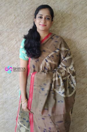 Printed Chanderi silk Saree with printed pallu and plain blouse