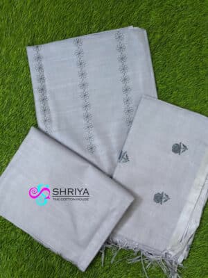 Embroidered linen cotton top paired with a Embroidered linen dupatta and linen cotton bottom