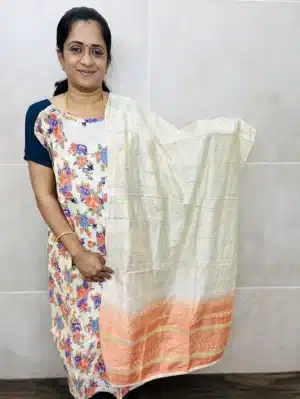 Printed Chanderi silk top with soft silk dupatta