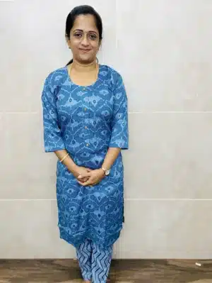Ready to wear Printed Rayon top with Printed Rayon bottom (Denim Blue)