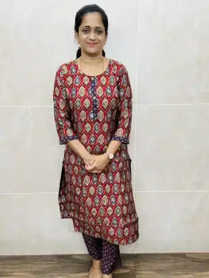 (Ready to wear) Printed muslin silk top paired with printed muslin silk bottom