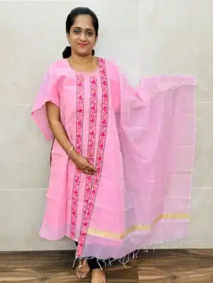 Ready to wear Premium Linen cotton top (with lining) paired with organza dupatta