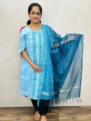 Ready to wear Premium Linen cotton top (with lining) paired with organza dupatta
