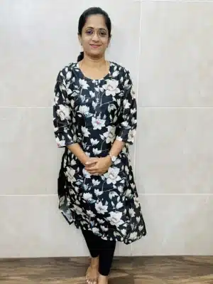 Ready-to-wear Digital Printed Chanderi Silk Kurti with lining