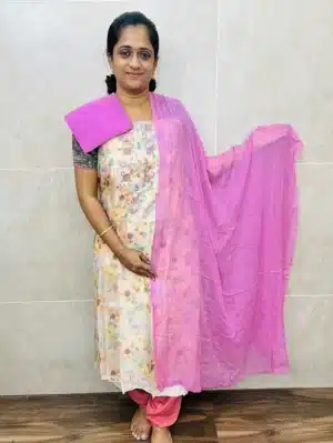 Digital printed Organza top with chiffon dupatta and soft silk bottom