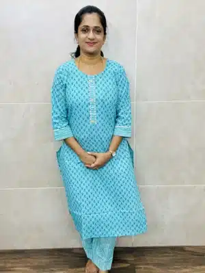 Ready to wear Printed jaipur cotton top with Printed cotton bottom
