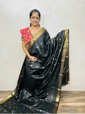 Printed semi tussar saree with semi tussar blouse