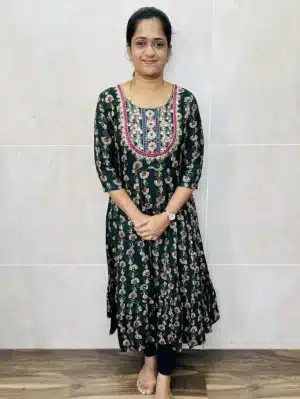 Imported Rayon top with beautiful embroidered yoke (maxi gown)