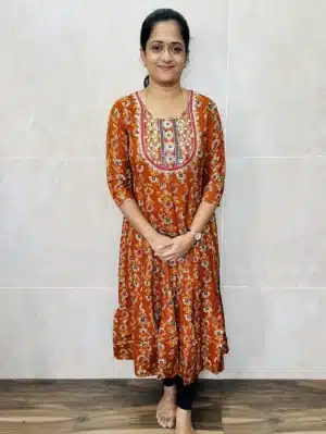 Imported Rayon top with beautiful embroidered yoke (maxi gown)