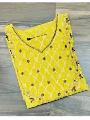 Benarasi Georgette top (crepe lining) with beautiful handworked yoke