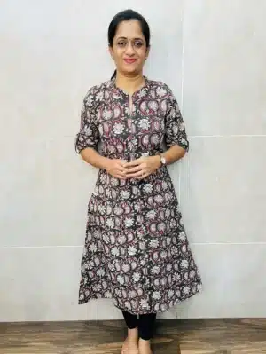 Premium Jaipur cotton top (cotton lining) with allover potli buttons (Princess cut Aline pattern)