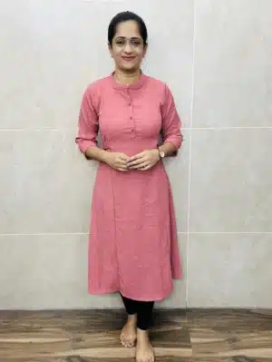 Imported stretchable Rayon top with fancy buttons on yoke (Princess cut Aline pattern)