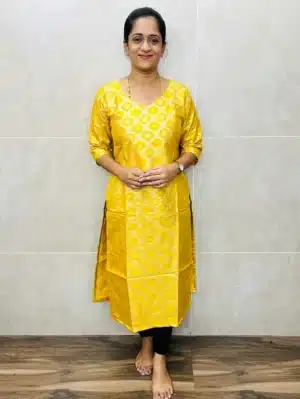 Premium Soft tissue silk top (cotton top) with allover Benaras weaving (straight cut)