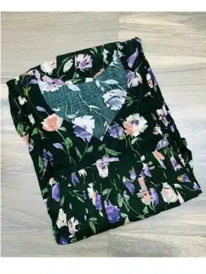 Green - Imported Rayon top with allover floral prints with beautiful pleated yoke (Alia cut pattern)