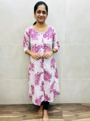 Premium Flex cotton top with crochet lace work on yoke(Aline pattern)