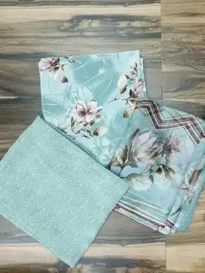 Printed crepe top with printed chiffon dupatta and printed crepe bottom