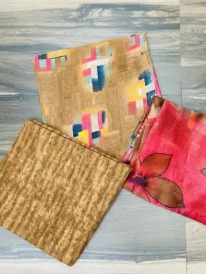 Printed crepe top with printed chiffon dupatta and printed crepe bottom