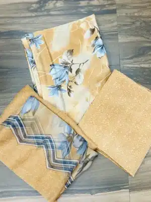 Printed crepe top with printed chiffon dupatta and printed crepe bottom