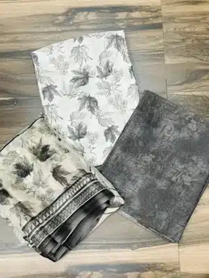 Printed crepe top with printed chiffon dupatta and printed crepe bottom