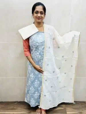 Premium Rayon top with embroidered yoke paired with soft mulcotton dupatta and cotton bottom