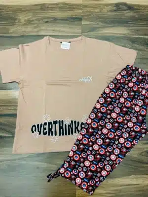 Premium hosiery cotton T-shirt with printed hosiery Capri pant