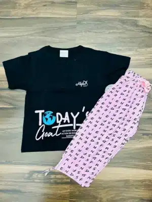 Premium hosiery cotton T-shirt with printed hosiery Capri pant