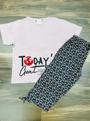Premium hosiery cotton T-shirt with printed hosiery Capri pant