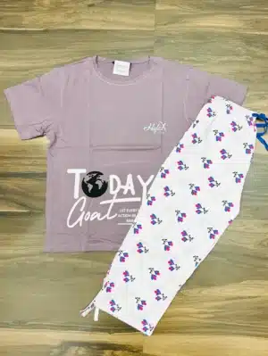 Premium hosiery cotton T-shirt with printed hosiery Capri pant