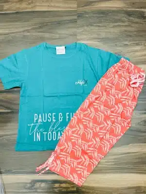 Premium hosiery cotton T-shirt with printed hosiery Capri pant