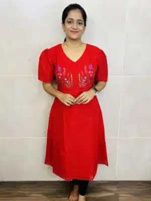 Hakoba cotton top (cotton lining) with beautiful machine embroidered yoke (Aline pattern)