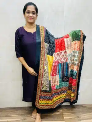 (Pattern-3)Printed Pakistani dupatta with mirror works(Only dupatta)