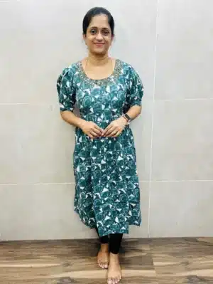 Pure cotton top (cotton lining) with handworked yoke (Gown pattern)