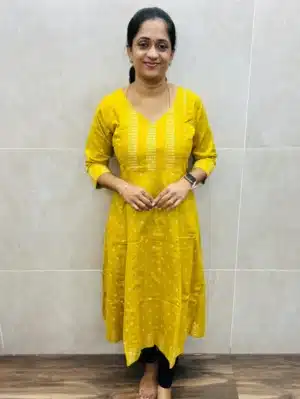 Printed Rayon top with cotton lining (Anarkali pattern)