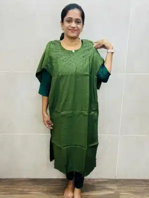 Premium soft silk top (crepe lining) with exclusive handworked mirrors on yoke (straight cut)