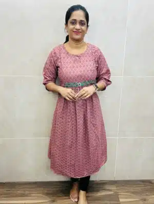 Hakoba cotton top (crepe lining) with exclusive thread work on yoke (Aline pattern)
