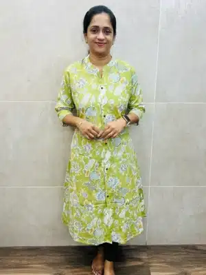 Premium cotton top with all over fancy buttons and 1-side pocket (Aline pattern)
