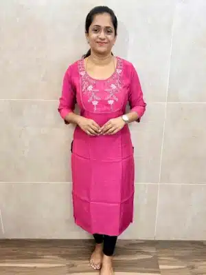 Premium muslin silk top(crepe lining) with exclusive embroidered work on yoke(straight cut)