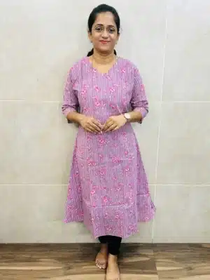 Printed cotton top (cotton lining) with scallop neck (Aline pattern)