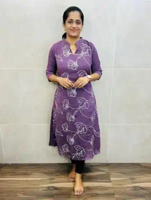 Soft crush silk top (full crepe lining) with allover designer embroidery work (Aline pattern)