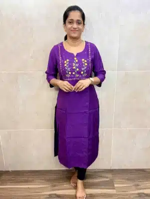 Soft muslin silk top (crepe lining) with mirror and machine embroidery work on yoke (straight cut)