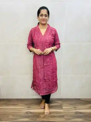 Soft crush tissue silk top(full crepe lining) with allover zari thread embroidery(Straight cut)