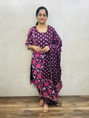 Printed Jaipur cotton top (cotton lining) paired with printed cotton dupatta and cotton bottom (straight cut)