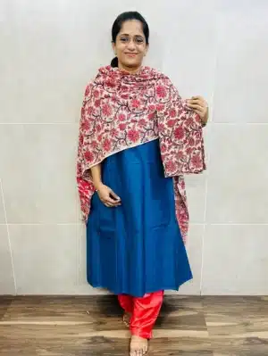 Pure handloom cotton top with Kalamkari dupatta and Kalamkari bottom