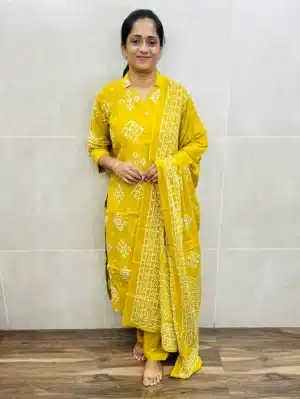Batik printed cotton top (cotton lining) paired with printed cotton dupatta and cotton bottom (straight cut)