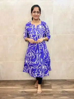 Printed soft cotton top with cotton lining(Aline panel cut)