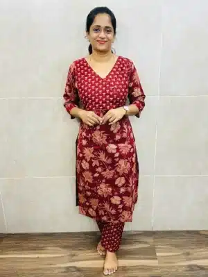 Printed Jaipur cotton top (cotton lining) paired with printed cotton bottom (straight cut)